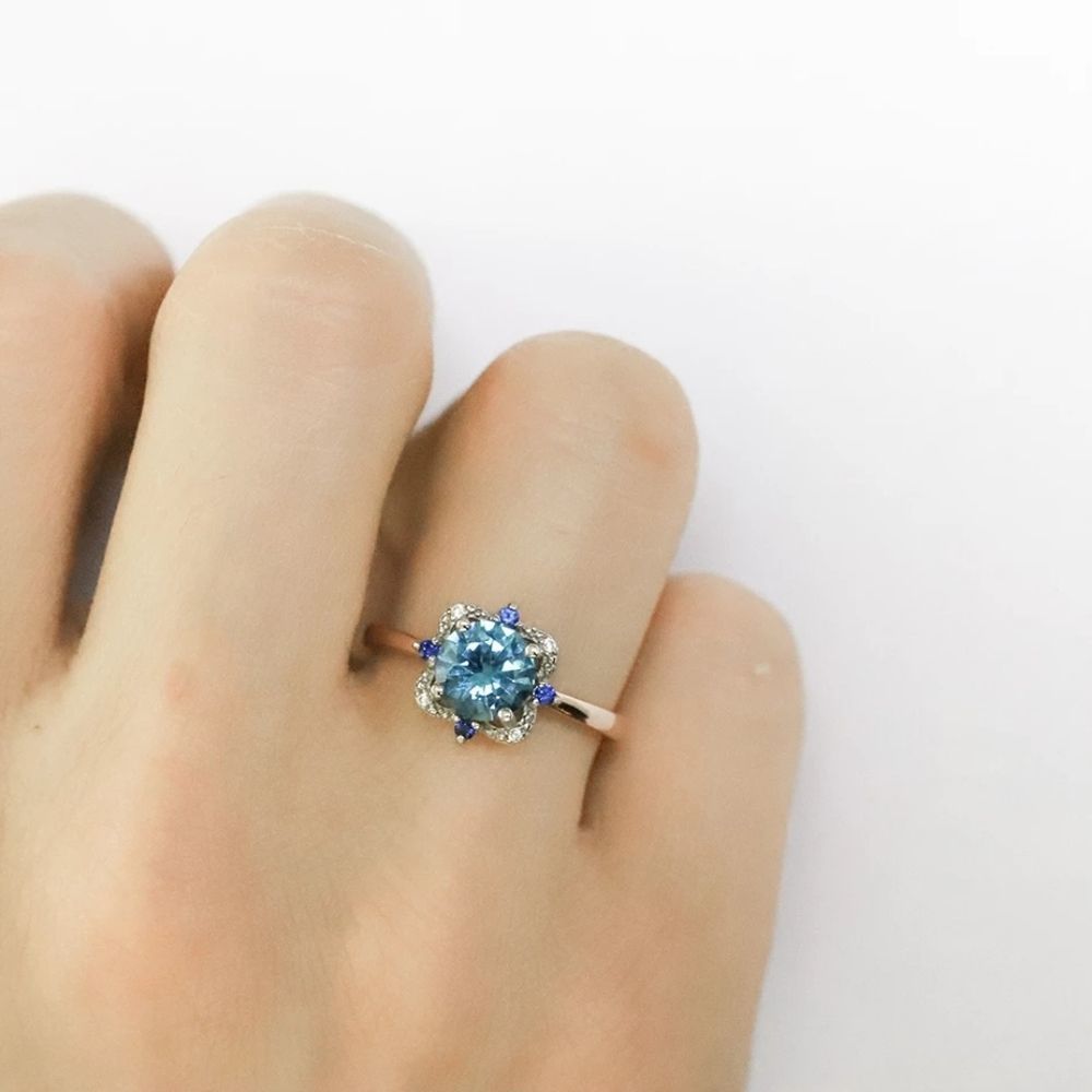 London Blue Topaz Rose Gold Sterling Silver Ring New - Picture 4 of 10
